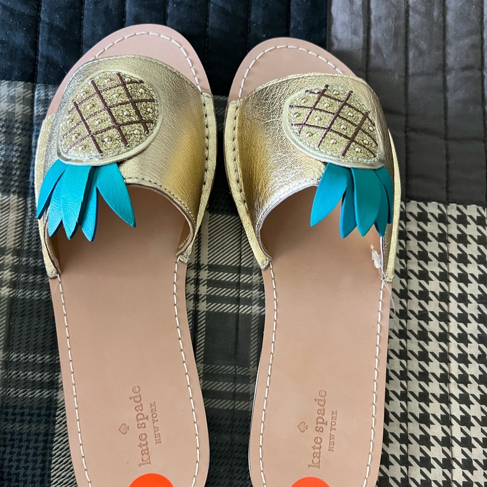 Kate Spade Gold Pineapple Sandals - Picture 3 of 4